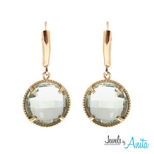 10K Gold Leverback Earrings with Genuine Amethyst